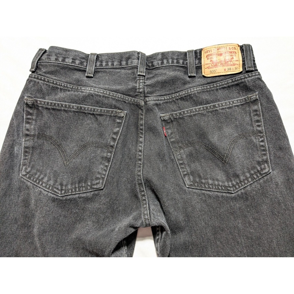 VTG Y2K LEVIS 505 REGULAR FIT - Men 38X30 Black Denim Jeans - Picture 2 of 16